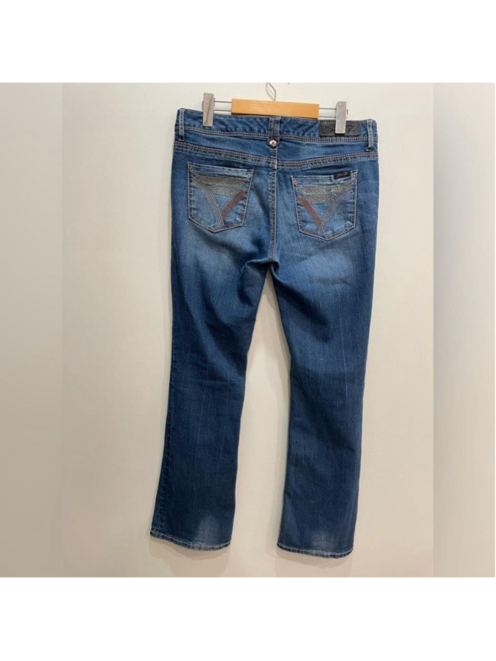 Seven Y2K Embellished Glitter Pocket Mid Rise Jeans 10 Bootcut Cowgirl